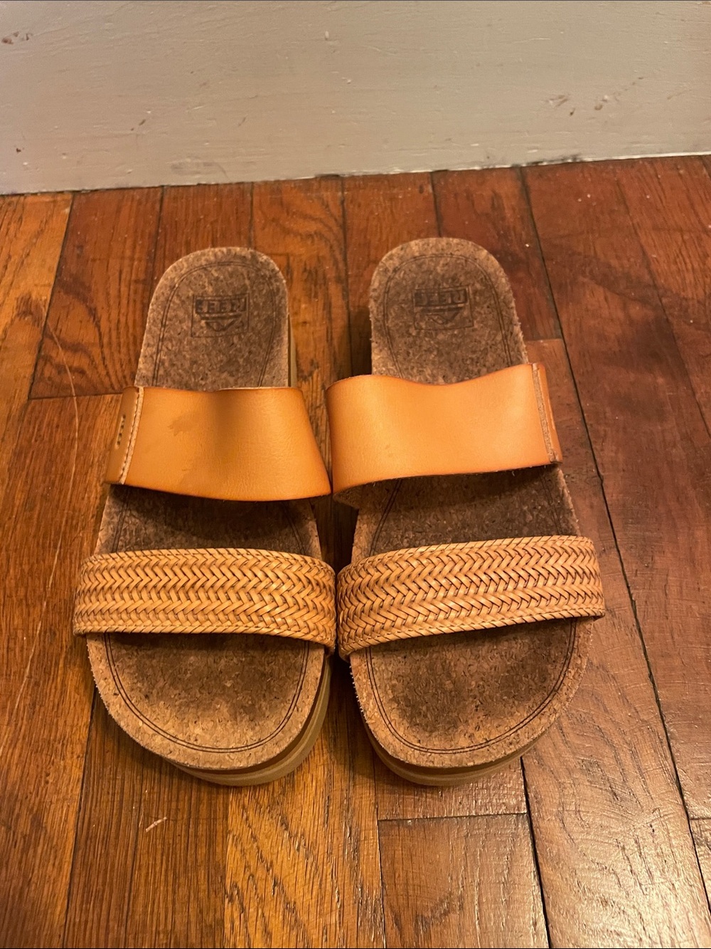 Reef Women's Cognac Braided Double-Strap Slide Sandals - Picture 2 of 4